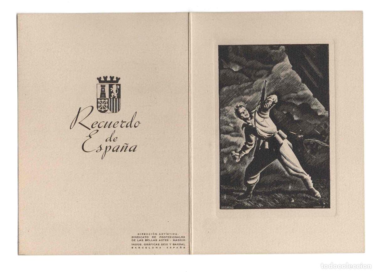 Postales: TARJETA POSTAL CON XILOGRAFIA ALEGORICA A LA GUERRA CIVIL. C.1937. MUY RARA