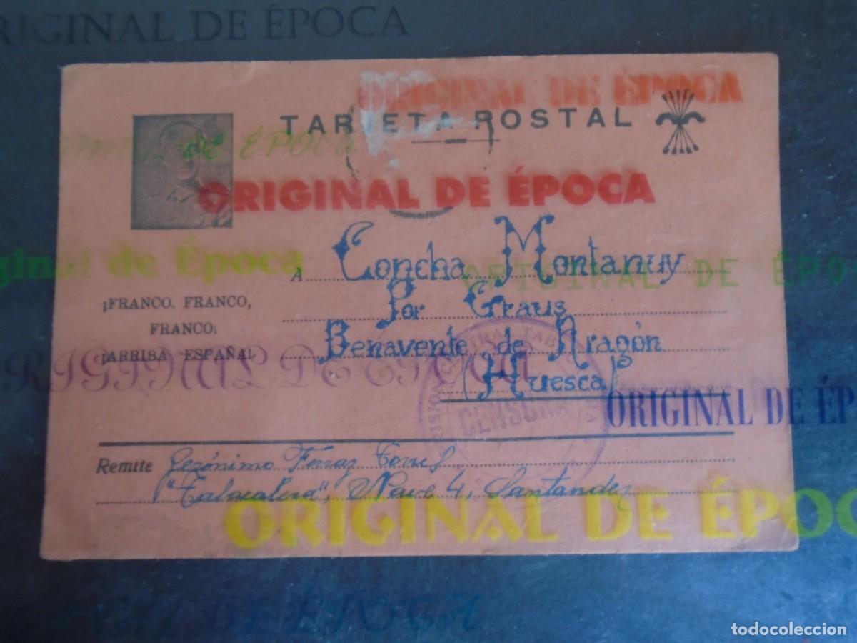 Postales: (PS-80342)TARJETA POSTAL PRISIONEROS DE GUERRA LA TABACALERA (SANTANDER)-DESTINO BENAVENTE(HUESCA)
