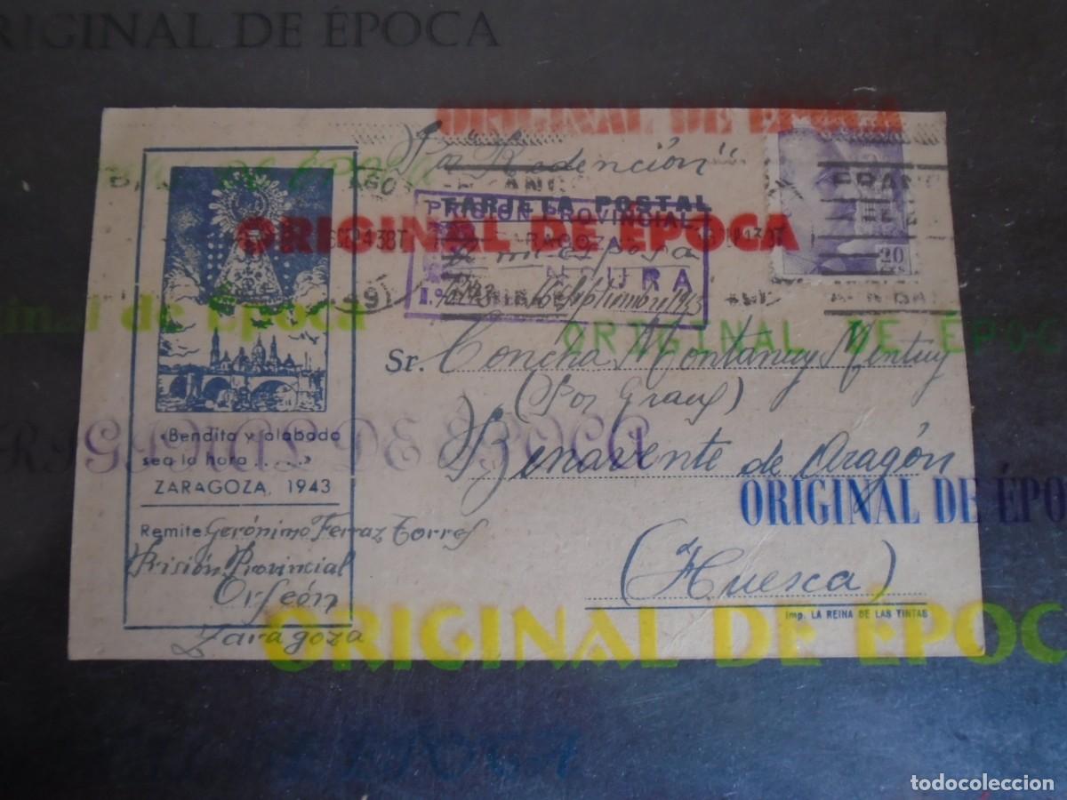 Postales: (PS-80349)TARJETA POSTAL PRISION PROVINCIAL ORFEON(ZARAGOZA)-DESTINO BENAVENTE DE ARAGON(HUESCA)