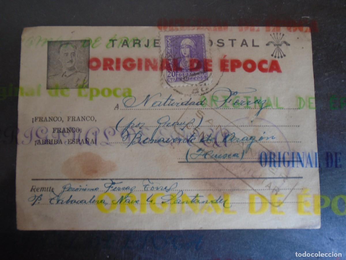 Postales: (PS-80350)TARJETA POSTAL PRISIONEROS DE GUERRA LA TABACALERA (SANTANDER)-DESTINO BENAVENTE DE ARAGON