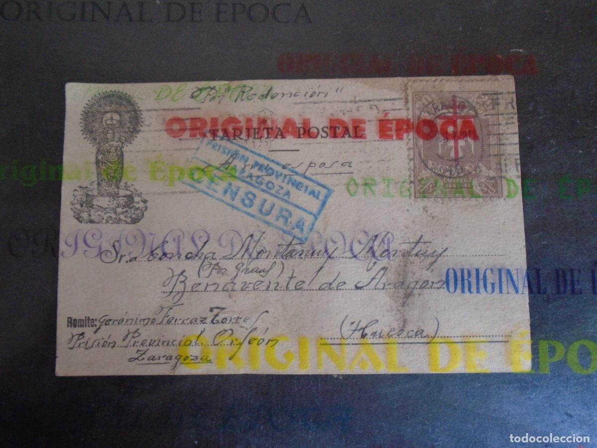 Cartoline: (PS-80351)TARJETA POSTAL PRISION PROVINCIAL ORFEON(ZARAGOZA)-DESTINO BENAVENTE DE ARAGON(HUESCA)