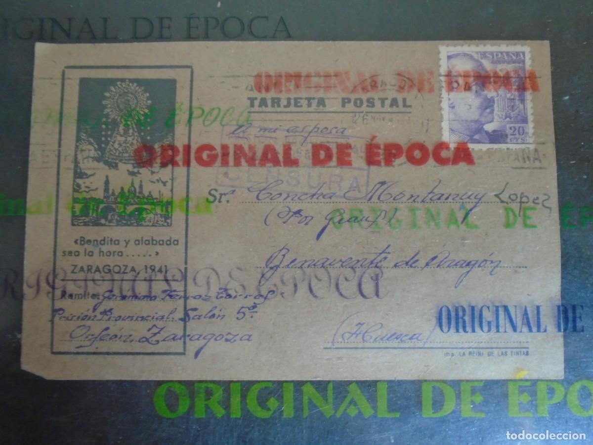 Cartoline: (PS-80354)TARJETA POSTAL PRISION PROVINCIAL ORFEON(ZARAGOZA)-DESTINO BENAVENTE DE ARAGON(HUESCA)