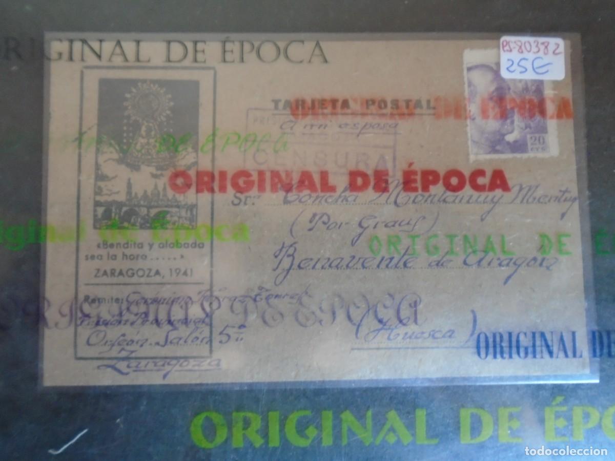 Postales: (PS-80382)TARJETA POSTAL PRISION PROVINCIAL ORFEON(ZARAGOZA)-DESTINO BENAVENTE DE ARAGON(HUESCA)