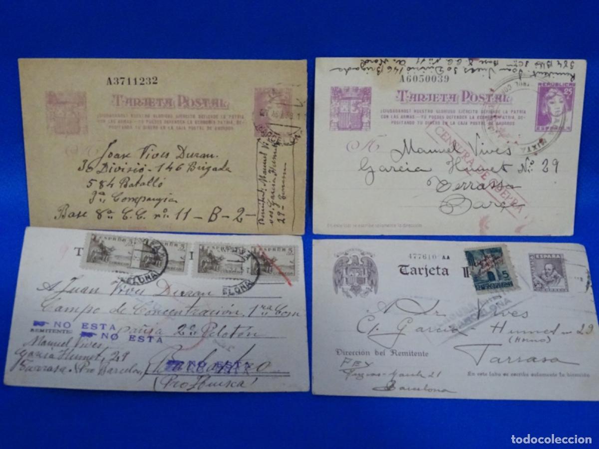 Postcards: 4 POSTALES GUERRA CIVIL ESPA&Ntilde;OLA. NO EST&Aacute;. CENSURA MILITAR. HUESCA, TERRASSA.