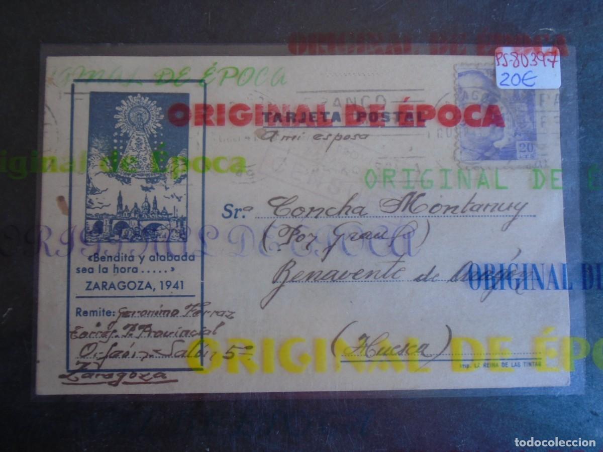 Postales: (PS-80397)TARJETA POSTAL PRISION PROVINCIAL SEC.ORFEON(ZARAGOZA)-DESTINO BENAVENTE DE ARAGON(HUESCA)