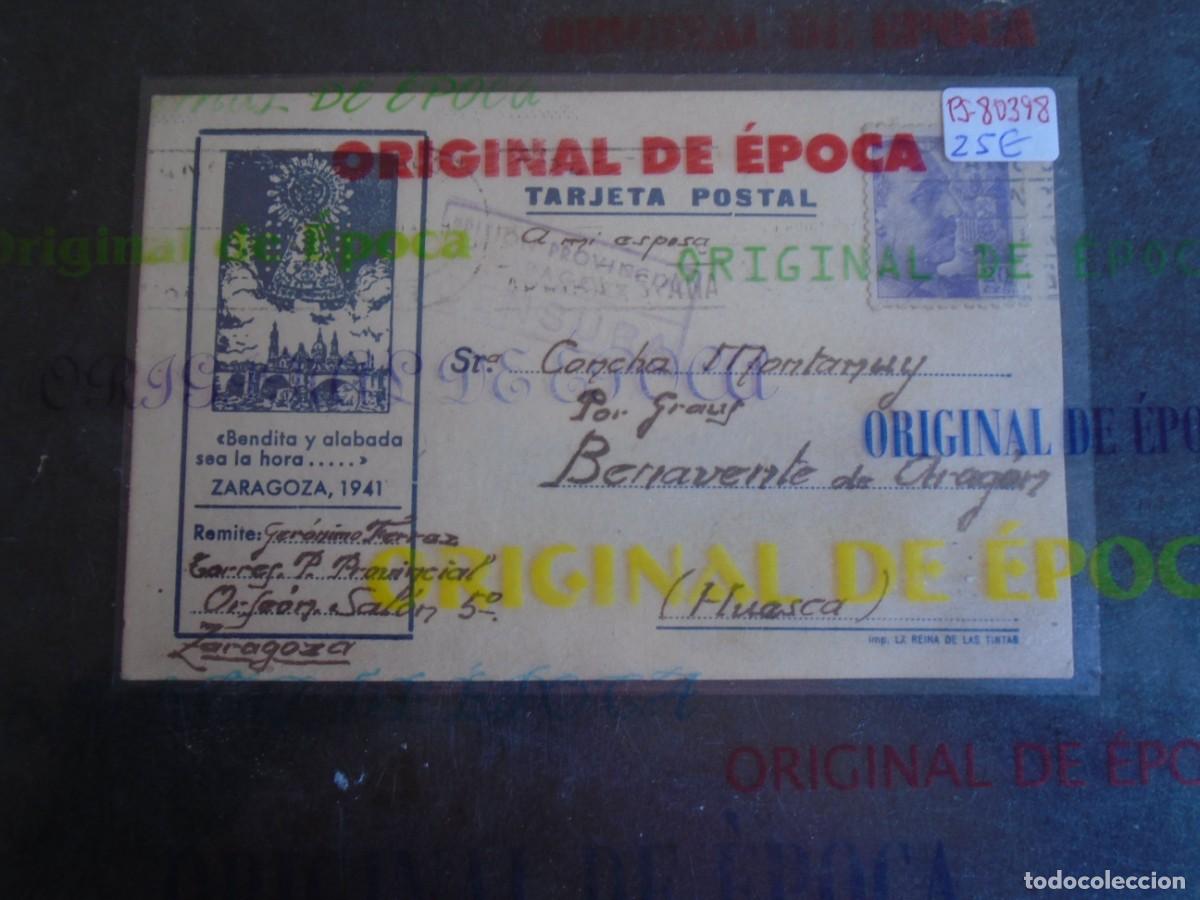 Postales: (PS-80398)TARJETA POSTAL PRISION PROVINCIAL SEC.ORFEON(ZARAGOZA)-DESTINO BENAVENTE DE ARAGON(HUESCA)