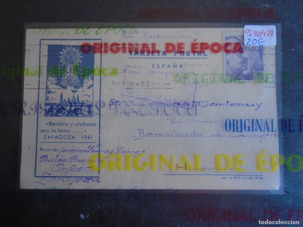 Postales: (PS-80401)TARJETA POSTAL PRISION PROVINCIAL SEC.ORFEON(ZARAGOZA)-DESTINO BENAVENTE DE ARAGON(HUESCA)