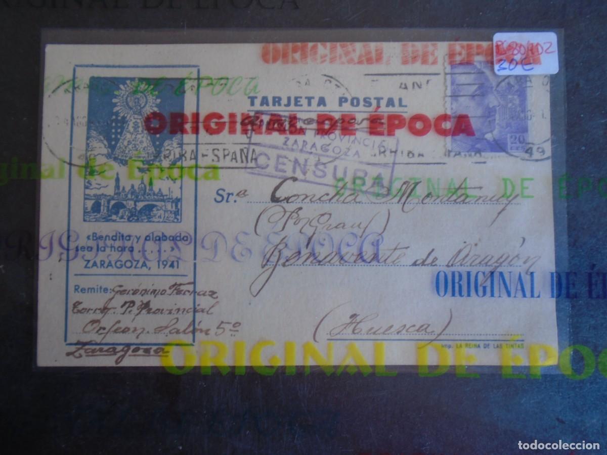 Postales: (PS-80402)TARJETA POSTAL PRISION PROVINCIAL SEC.ORFEON(ZARAGOZA)-DESTINO BENAVENTE DE ARAGON(HUESCA)