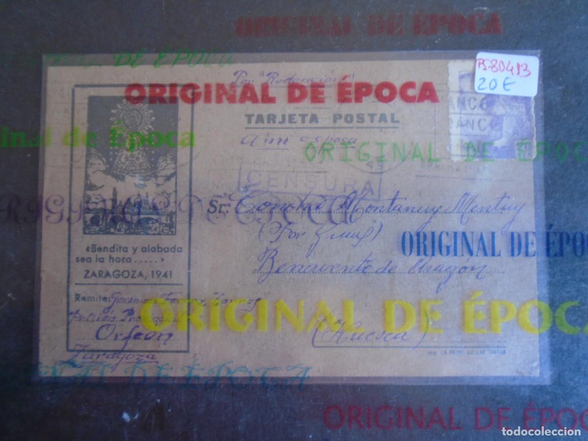 Postales: (PS-80413)TARJETA POSTAL PRISION PROVINCIAL SEC.ORFEON(ZARAGOZA)-DESTINO BENAVENTE DE ARAGON(HUESCA)
