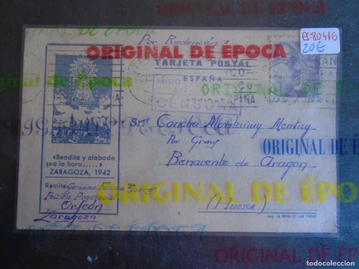 Postales: (PS-80416)TARJETA POSTAL PRISION PROVINCIAL SEC.ORFEON(ZARAGOZA)-DESTINO BENAVENTE DE ARAGON(HUESCA)