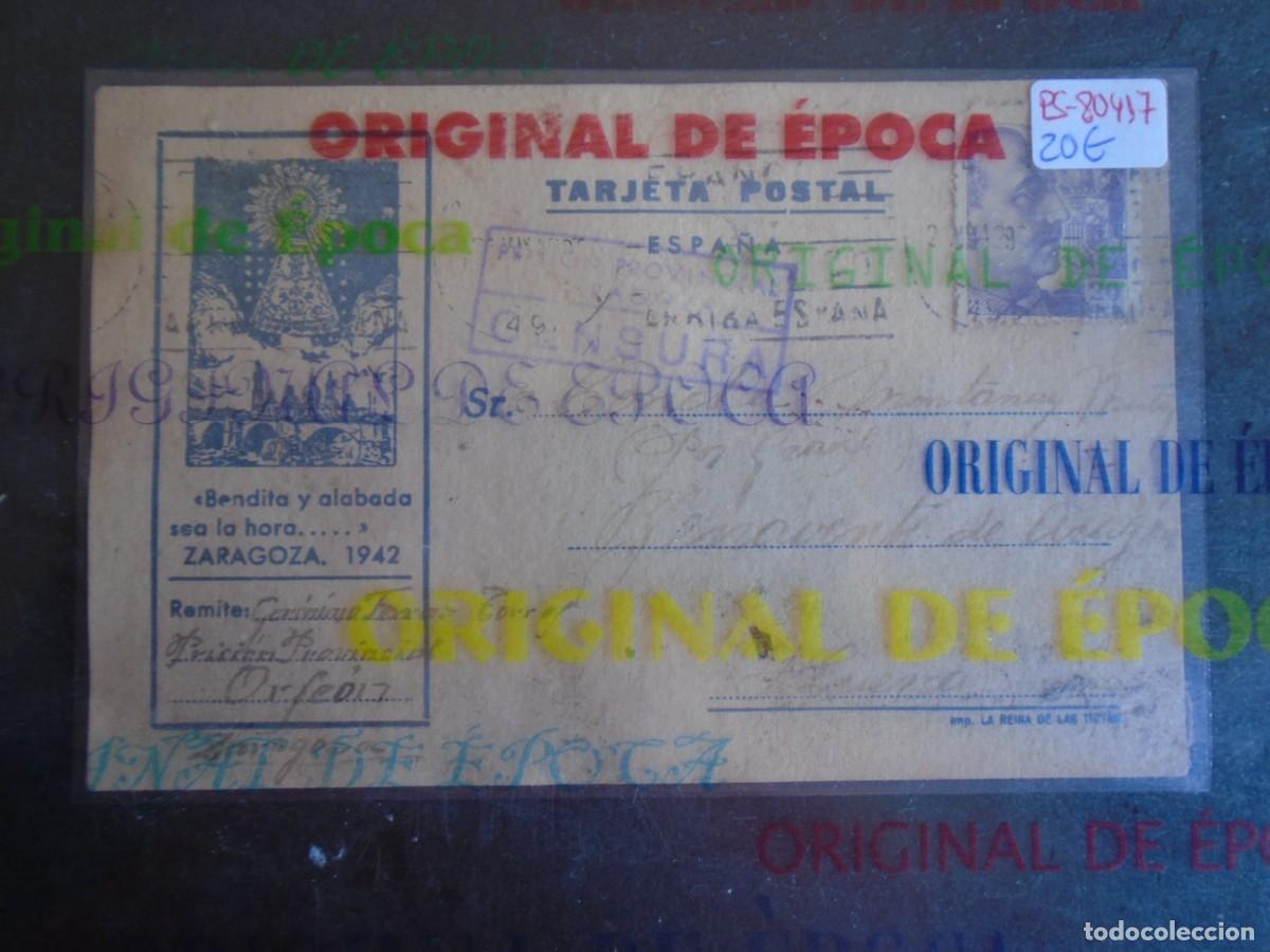 Postales: (PS-80417)TARJETA POSTAL PRISION PROVINCIAL SEC.ORFEON(ZARAGOZA)-DESTINO BENAVENTE DE ARAGON(HUESCA)