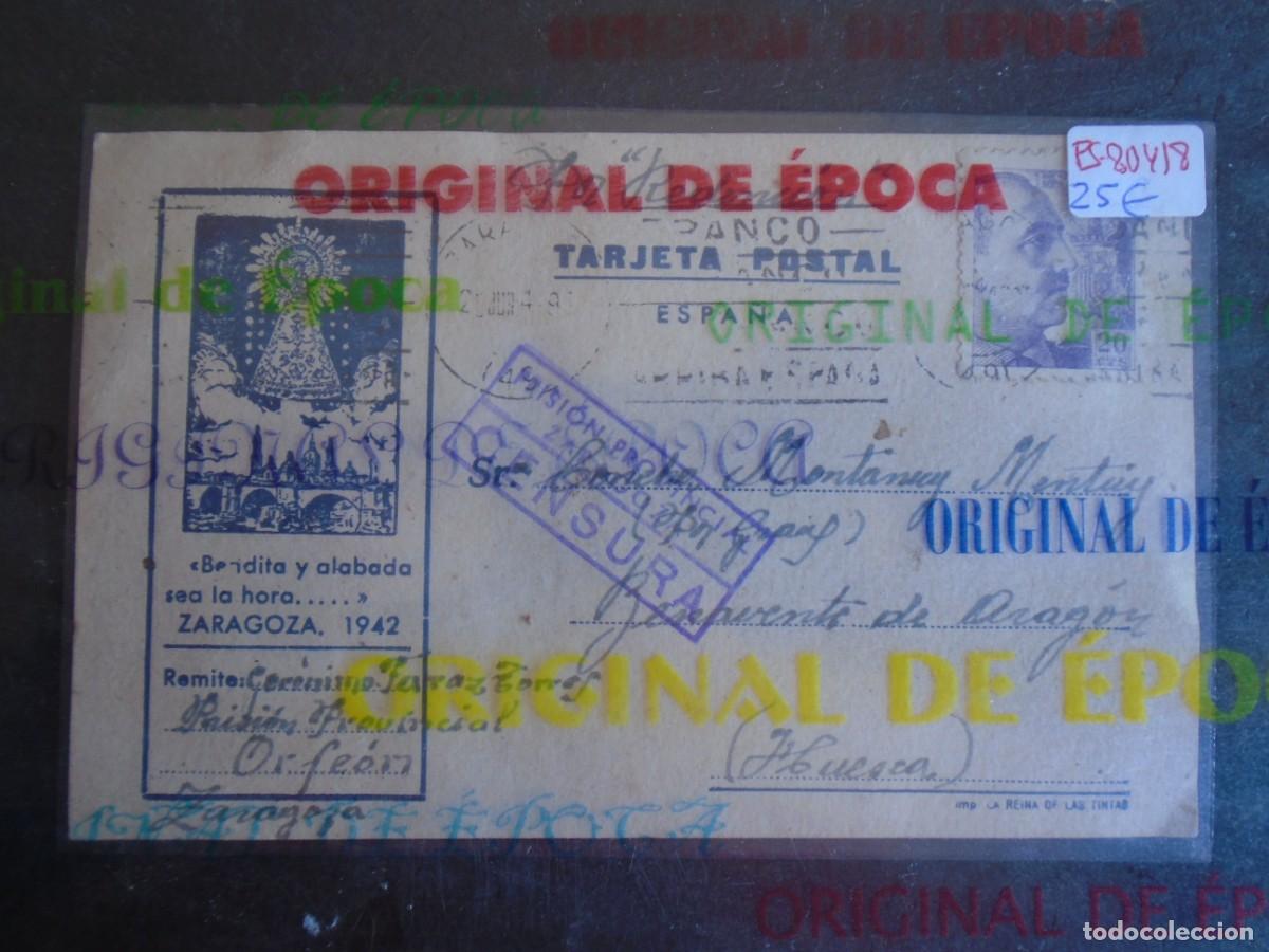 Postales: (PS-80418)TARJETA POSTAL PRISION PROVINCIAL SEC.ORFEON(ZARAGOZA)-DESTINO BENAVENTE DE ARAGON(HUESCA)