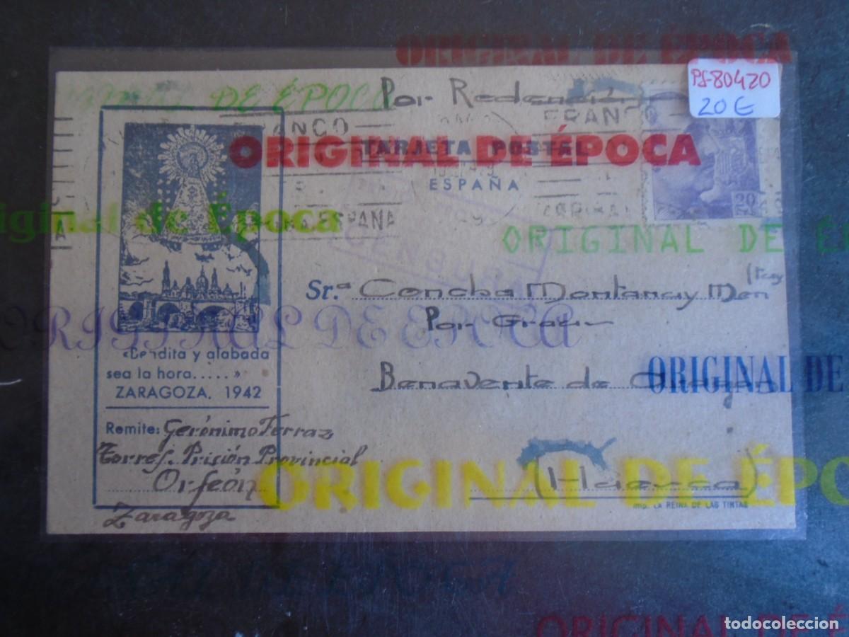 Postales: (PS-80420)TARJETA POSTAL PRISION PROVINCIAL SEC.ORFEON(ZARAGOZA)-DESTINO BENAVENTE DE ARAGON(HUESCA)