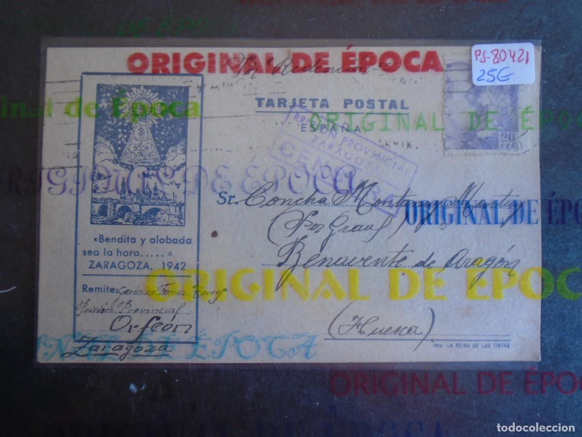 Postales: (PS-80421)TARJETA POSTAL PRISION PROVINCIAL SEC.ORFEON(ZARAGOZA)-DESTINO BENAVENTE DE ARAGON(HUESCA)