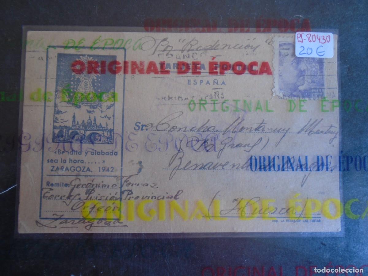 Postales: (PS-80430)TARJETA POSTAL PRISION PROVINCIAL SEC.ORFEON(ZARAGOZA)-DESTINO BENAVENTE DE ARAGON(HUESCA)