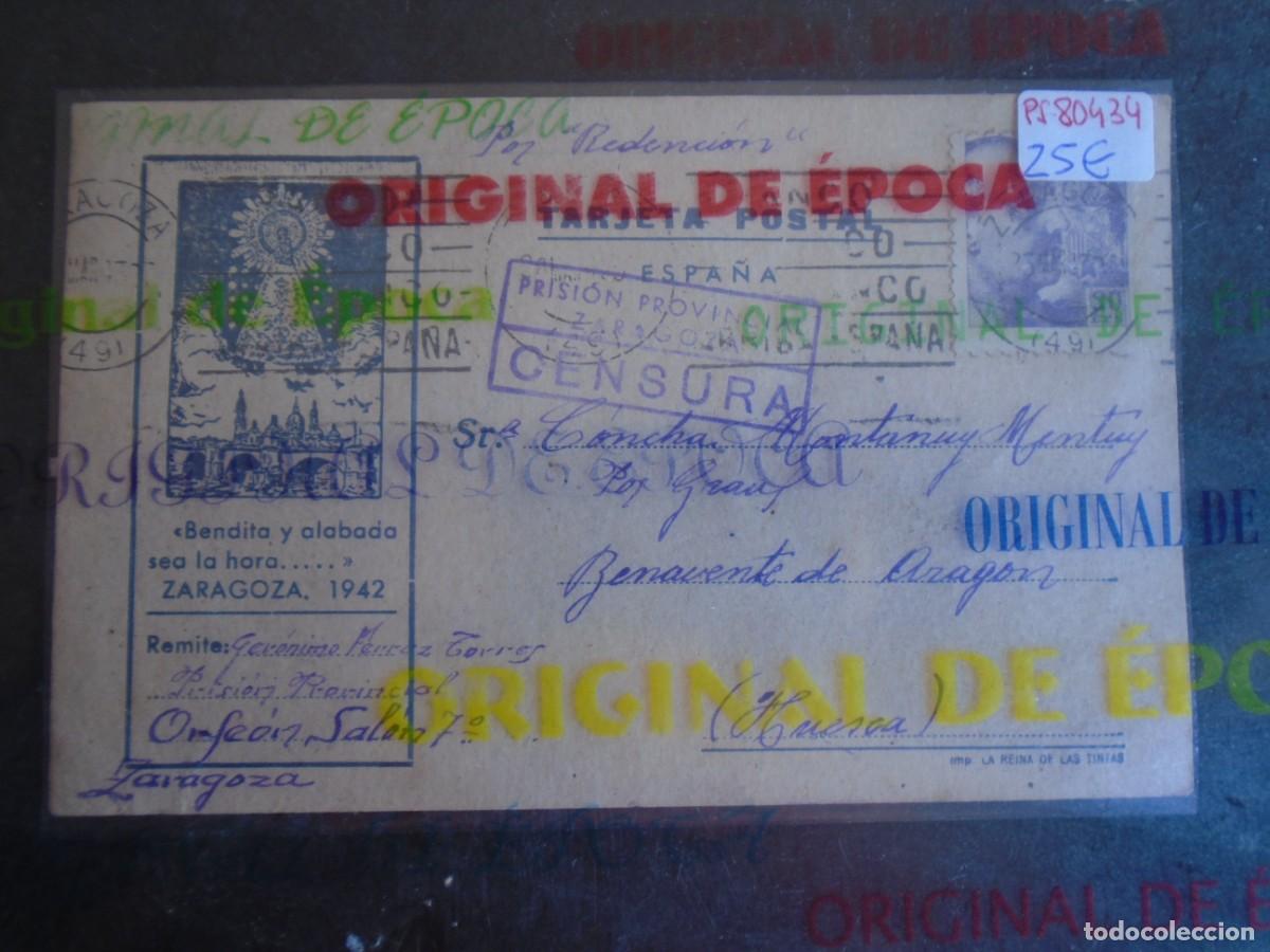 Postales: (PS-80434)TARJETA POSTAL PRISION PROVINCIAL SEC.ORFEON(ZARAGOZA)-DESTINO BENAVENTE DE ARAGON(HUESCA)