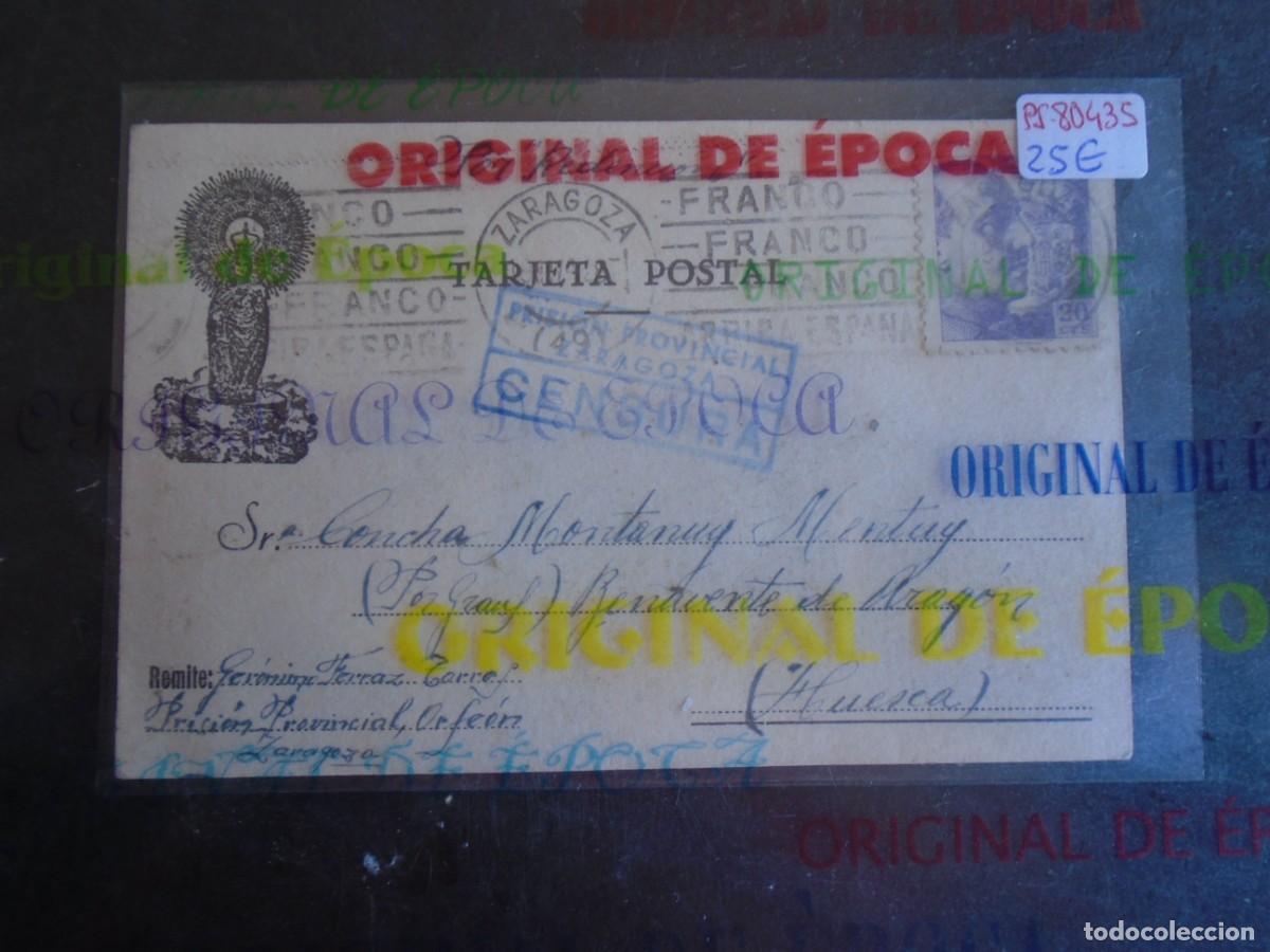 Postales: (PS-80435)TARJETA POSTAL PRISION PROVINCIAL SEC.ORFEON(ZARAGOZA)-DESTINO BENAVENTE DE ARAGON(HUESCA)
