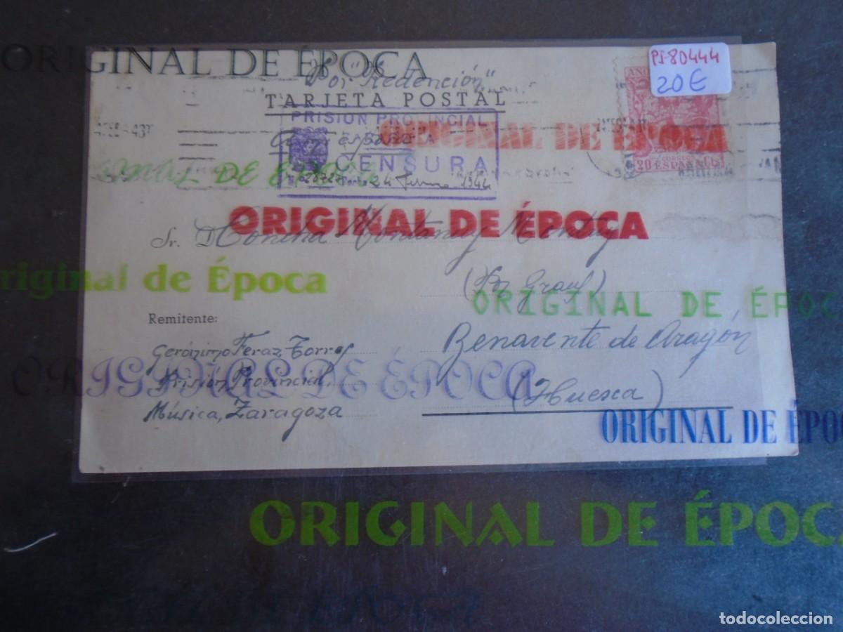 Postales: (PS-80444)TARJETA POSTAL PRISION PROVINCIAL (ZARAGOZA)-DESTINO BENAVENTE DE ARAGON(HUESCA)