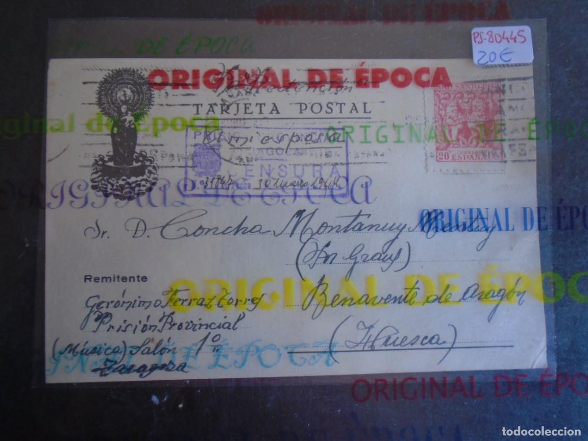 Postales: (PS-80445)TARJETA POSTAL PRISION PROVINCIAL (ZARAGOZA)-DESTINO BENAVENTE DE ARAGON(HUESCA)