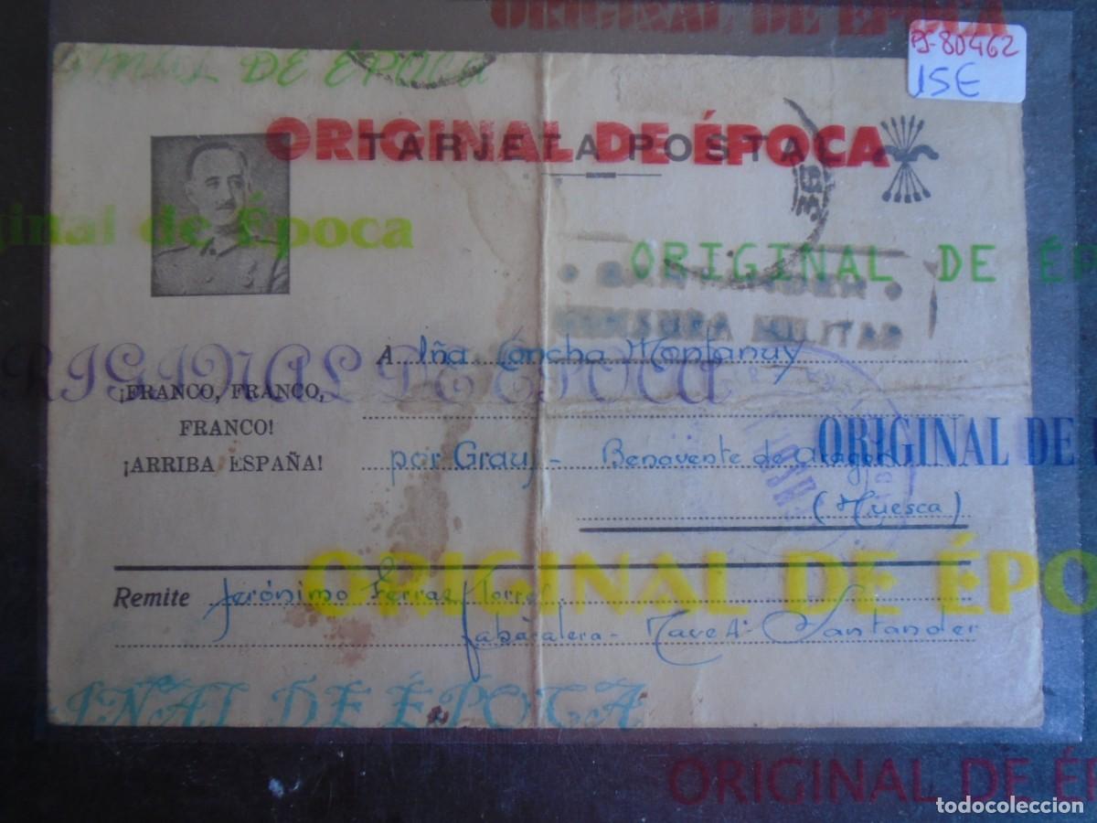 Postales: (PS-80462)TARJETA POSTAL PRISIONEROS DE GUERRA LA TABACALERA (SANTANDER)-DESTINO BENAVENTE DE ARAGON