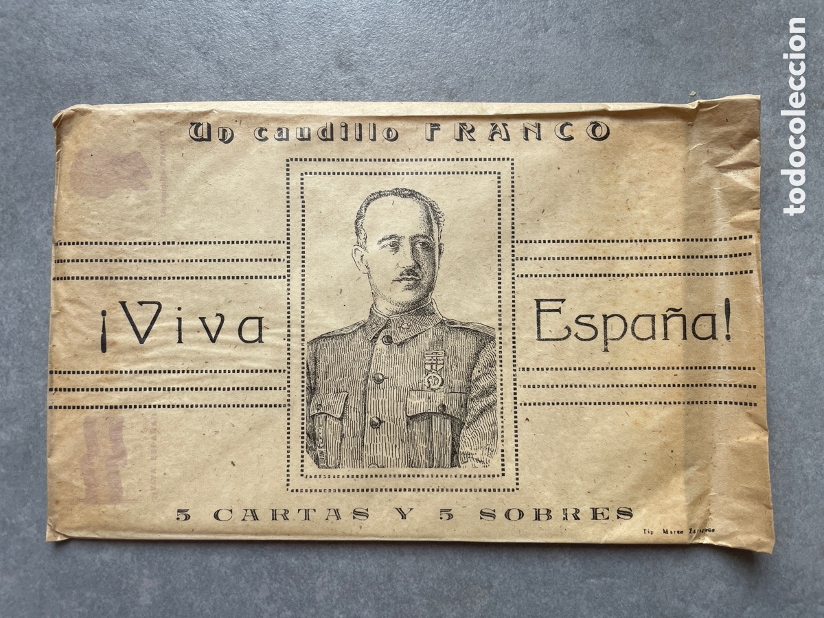 Postales: Paquete con envoltorio original con cinco cartas y cinco sobres. Caudillo franco, viva Espa&ntilde;a.