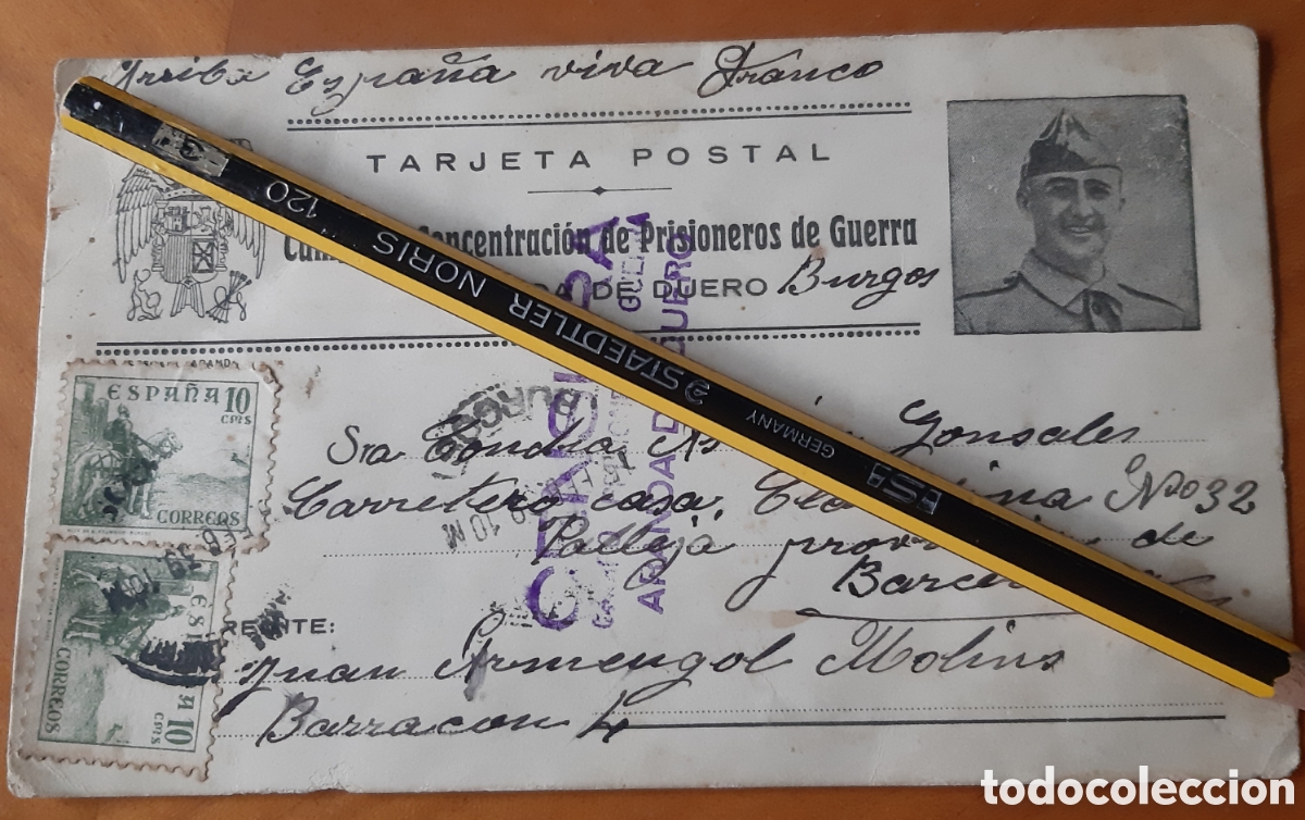 Postales: Tarjeta Guerra Civil. Campo de concentraci&oacute;n Aranda de Duero Burgos. Tarjeta hist&oacute;rica. Joya. R10184