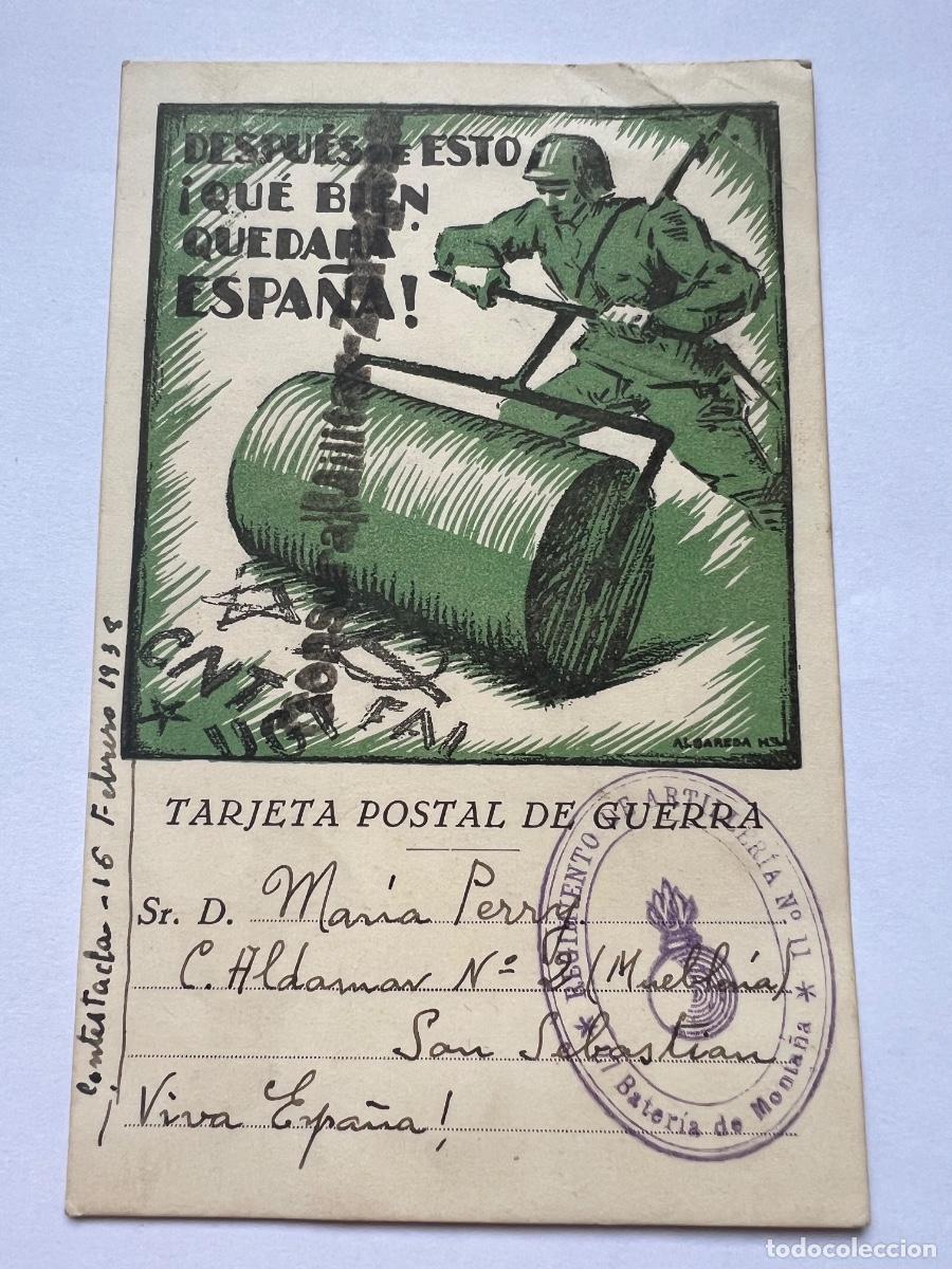 Cartoline: ANTIGUA TARJETA POSTAL GUERRA CIVIL FRENTE DE ARAGON 1938 BATERIA DE MONTA&Ntilde;A ARTILLERIA