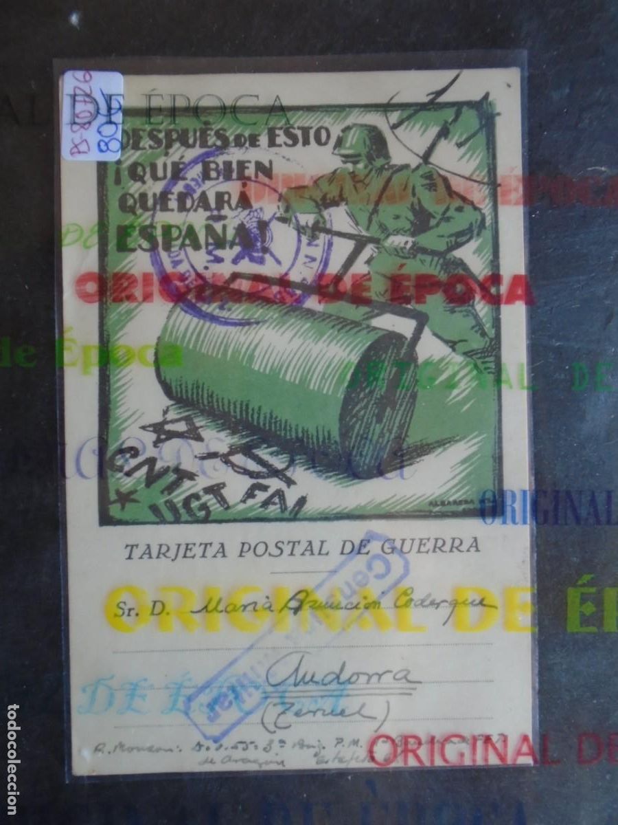 Postales: (PS-80726)TARJETA POSTAL DE GUERRA-GUERRA CIVIL.CENSURA MILITAR.21 JUNIO 1938