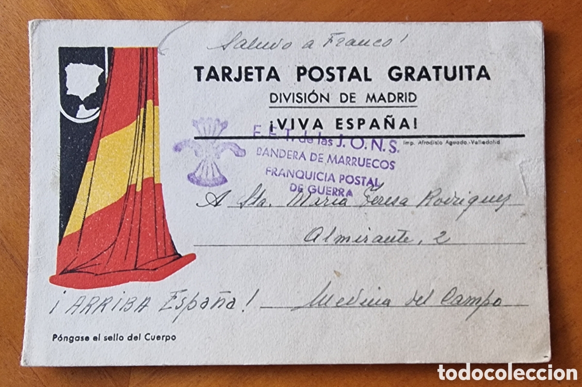 Postales: Postal Guerra Civil Falange Bandera de Marruecos original rara ved fotos R 10237