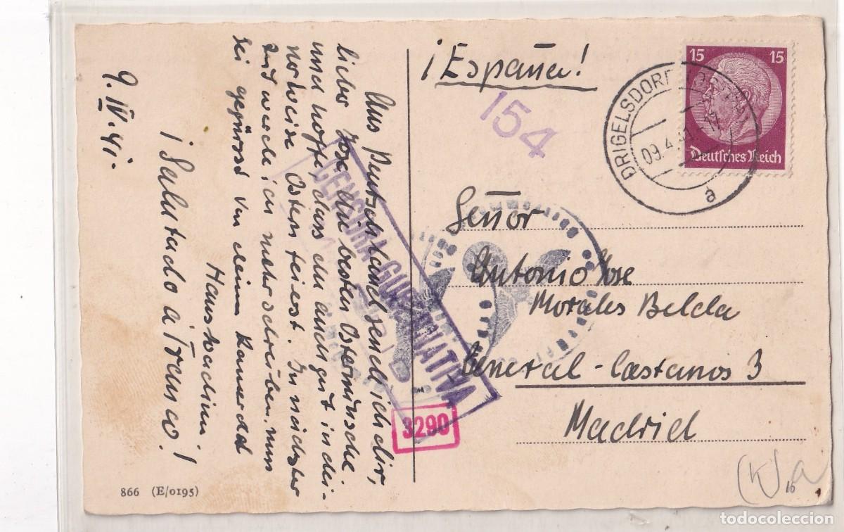Postkarten: Postal de Alemania Censura militar, matasello correo alem&aacute;n. 1941