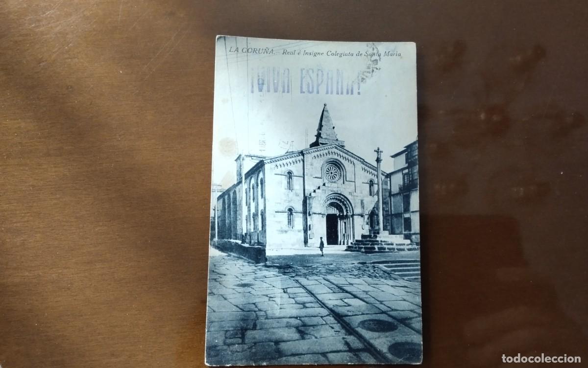 Postales: LA CORU&Ntilde;A , POSTAL ANTIGUA , GUERRA CIVIL , MARCA CENSURA Y ALEGORIAS VIVA ESPA&Ntilde;A