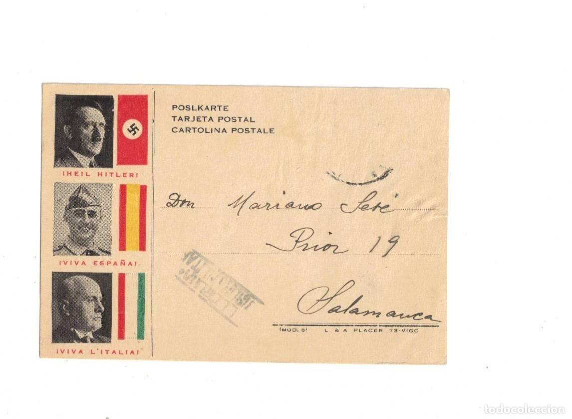 Postales: GUERRA CIVIL. HITLER. FRANCO. MUSOLINI. ENVIADA DESDE LLERENA