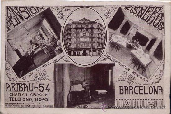 Postales: BARCELONA.- PENSI&Oacute;N CISNEROS - Foto 1