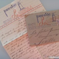 Postales: CARTA DESDE PENSION LA FAROLA DE MALAGA , 1949 . CON VIÑETA SEMANA SANTA DE MALAGA. Lote 62015268