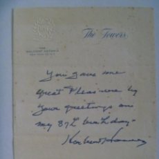 Postales: CARTA DEL HOTEL WALDORF ASTORIA DE NEW YORK ( ESTADOS UNIDOS ). MANUSCRITA EN 1961. Lote 274524183