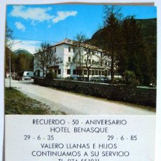 Postales: TARJETA HOTEL BENASQUE 50 ANIVERSARIO , HUESCA , ARAGON - ED. SICILIA