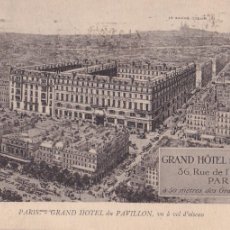 Postales: FRANCIA, PARIS, GRAND HOTEL DU PAVILLON. CIRCULADA EN 1924