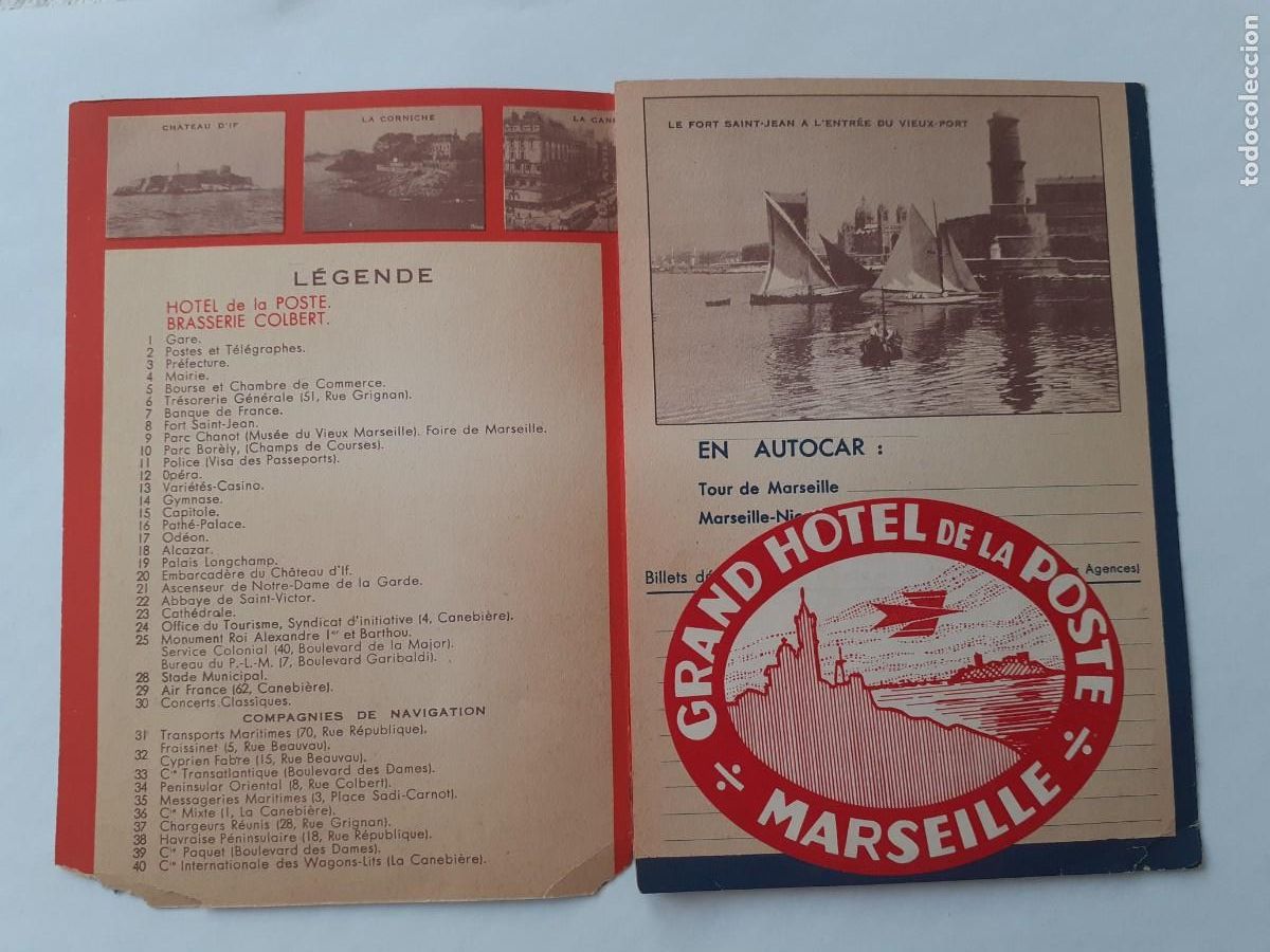 Postales: PLAN DE MARSEILLE GRAN HOTEL DE LA POSTE MARSEILLE - Foto 3