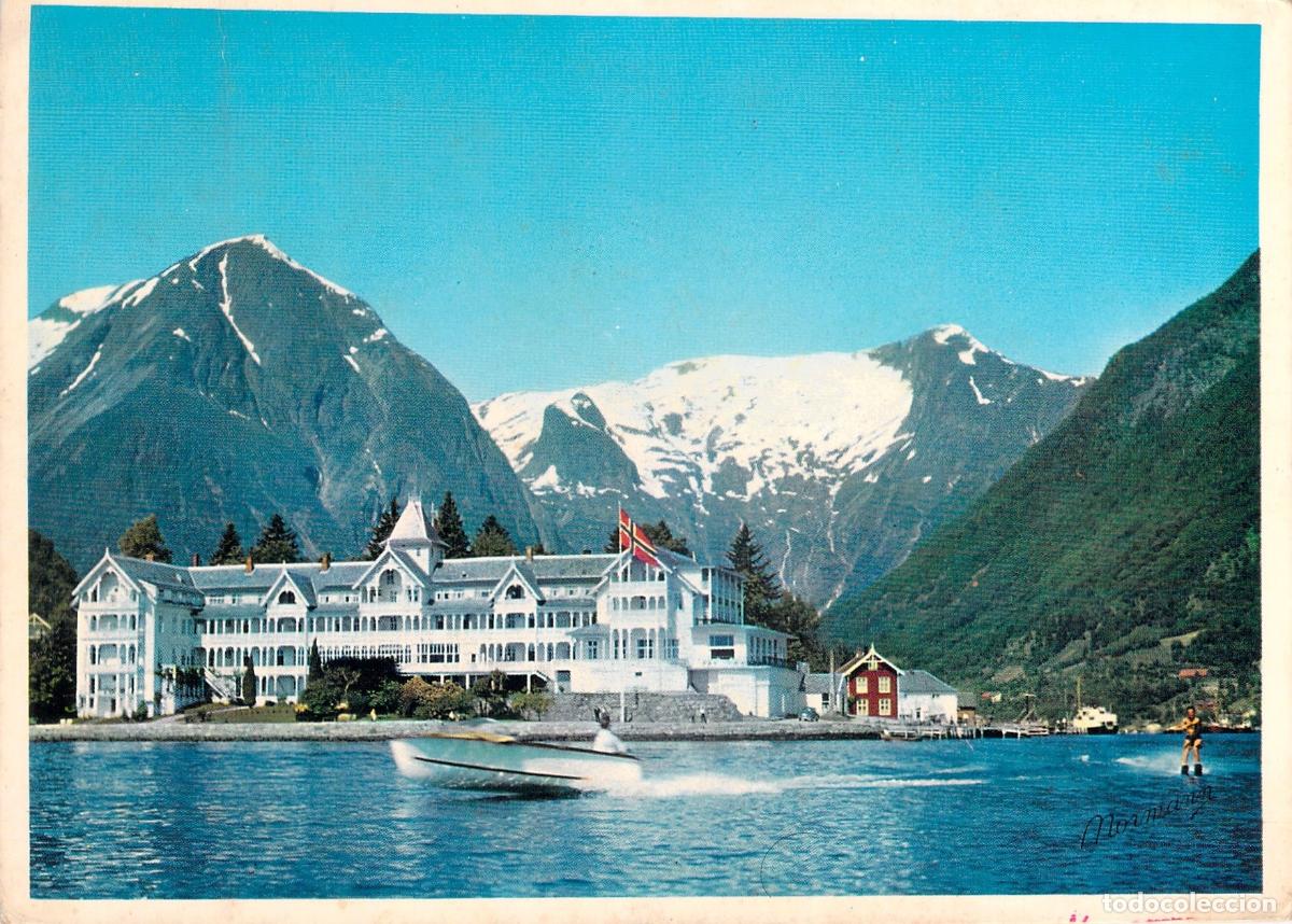 Postales: Postal de Noruega Sognefjord y Hotel Kvikne en Balestrand