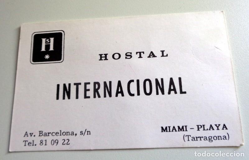 Postales: TARJETA HABITACI&Oacute;N ANTIGUA TURISMO VINTAGE. HOSTAL INTERNACIONAL. MIAMI-PLAYA TARRAGONA CATALUNYA