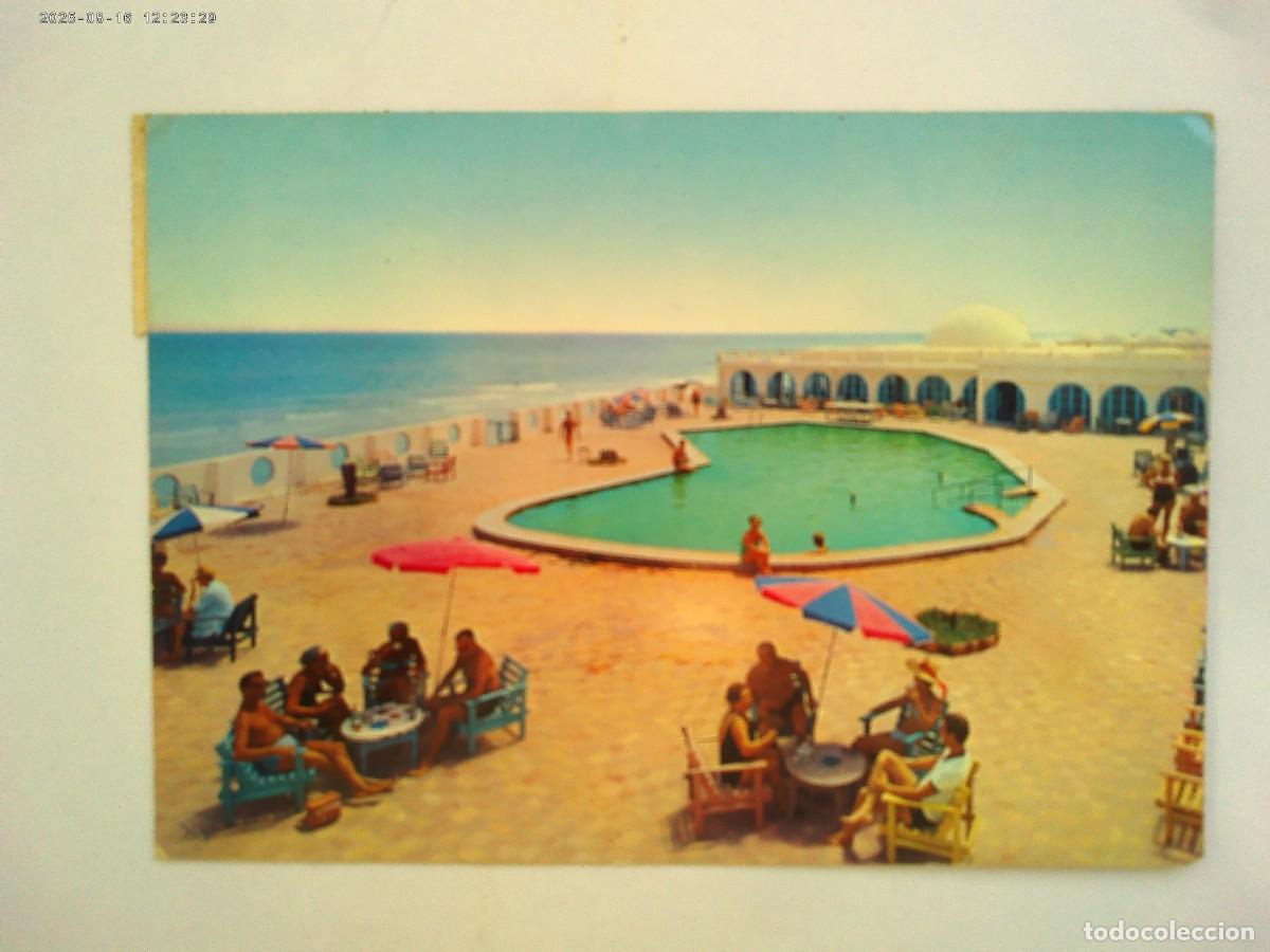 Postales: POSTAL DEL HOTEL AL-DJAZIRA , JERBA ( TUNEZ ). A&Ntilde;OS 60 , CIRCULADA A ALEMANIA