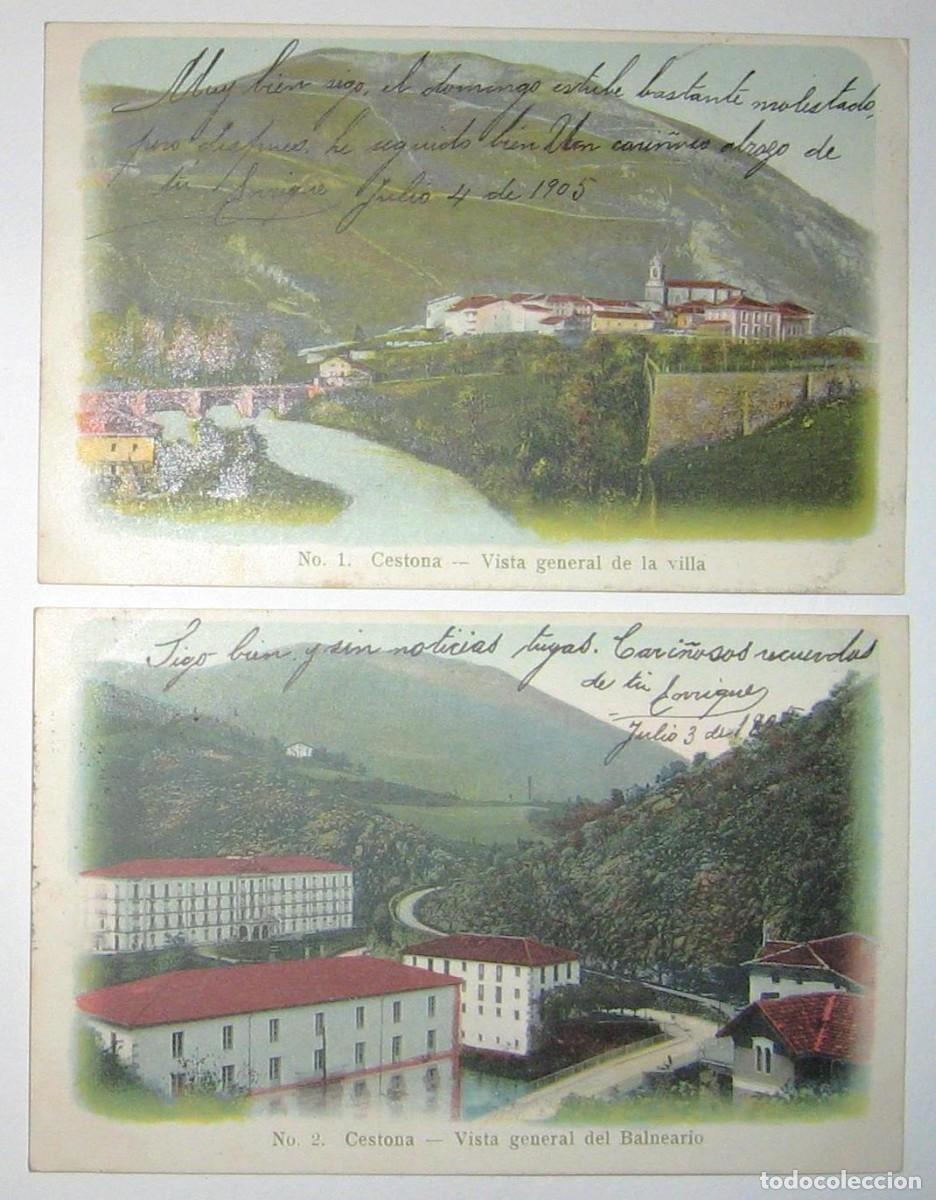 Postais: DOS POSTALES DE CESTONA DE 1905. N&Uacute;MEROS 1 Y 2. CIRCULADAS Y SIN DIVIDIR.