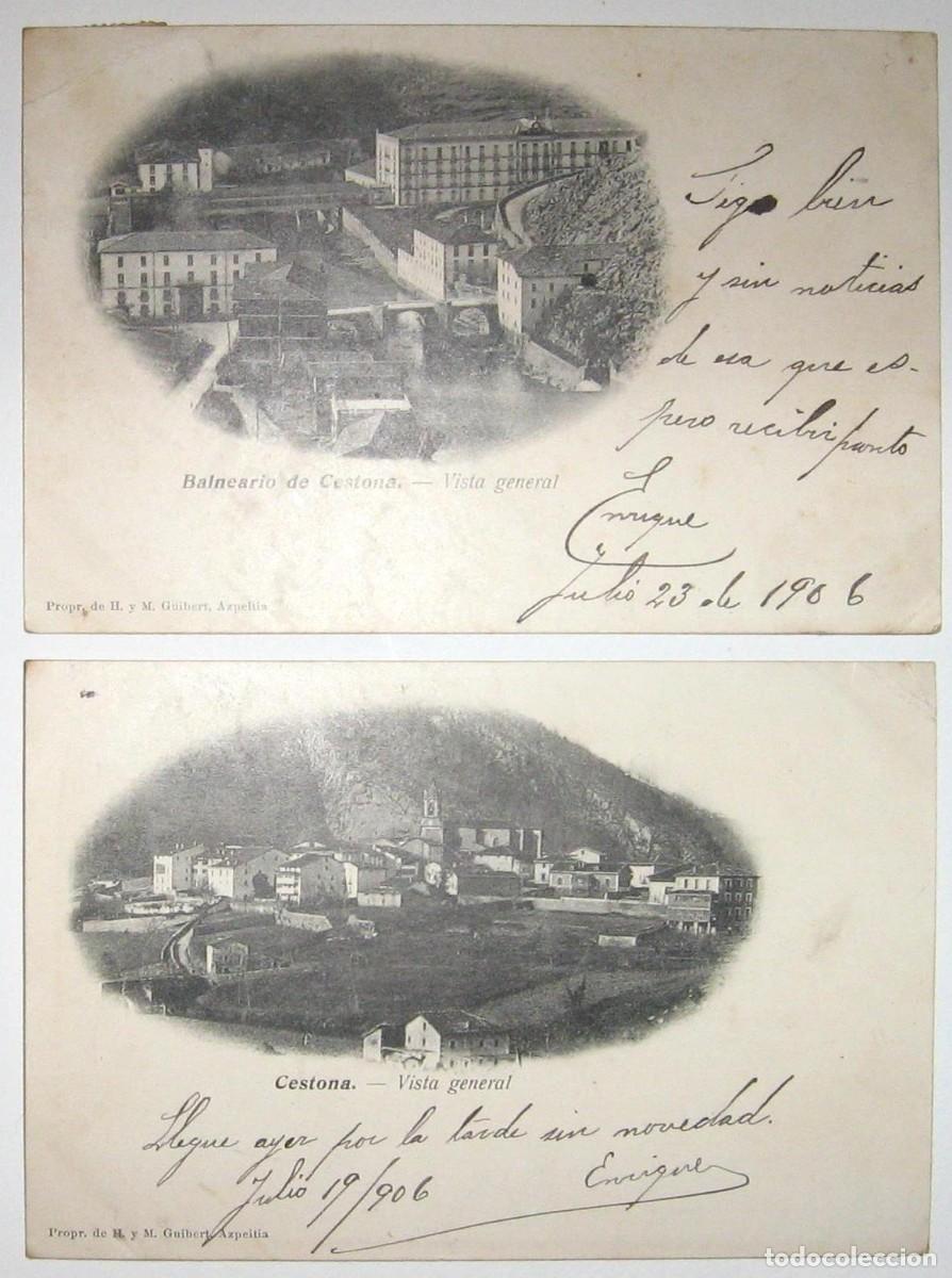 Cartes Postales: DOS POSTALES DE CESTONA. H. Y M. GUIBERT. CIRCULADAS Y SIN DIVIDIR. 1906.