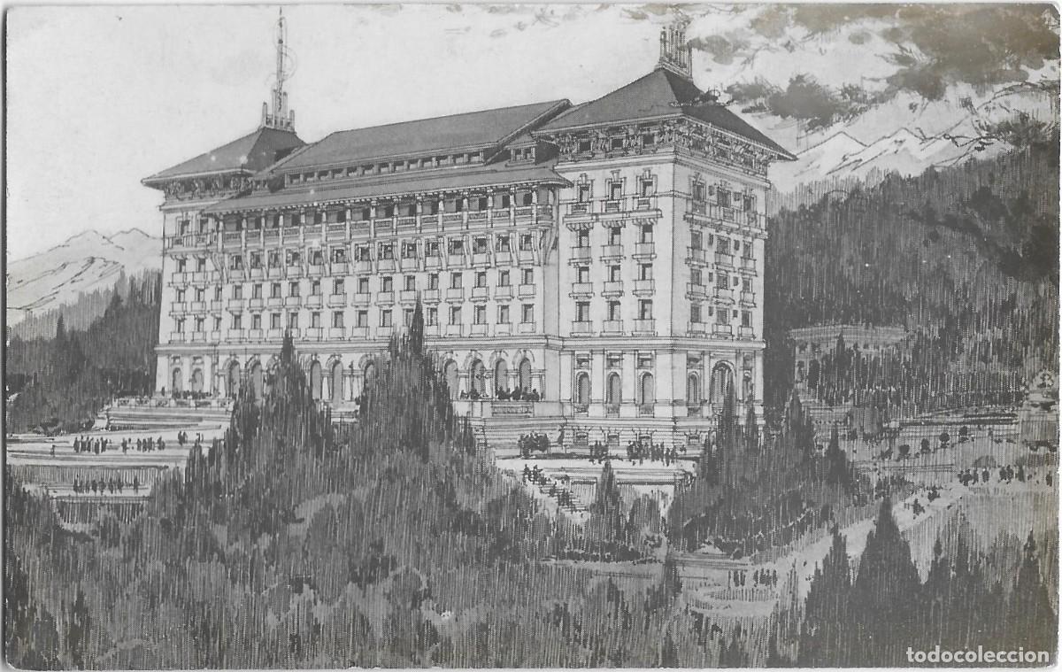 Postcards: 6007 -FONT-ROMEU. EL HOTEL-IMP. OLIVA DE VILANOVA-CARAVANA AUTOMOVIL-PNEUS PIRELLI-1921