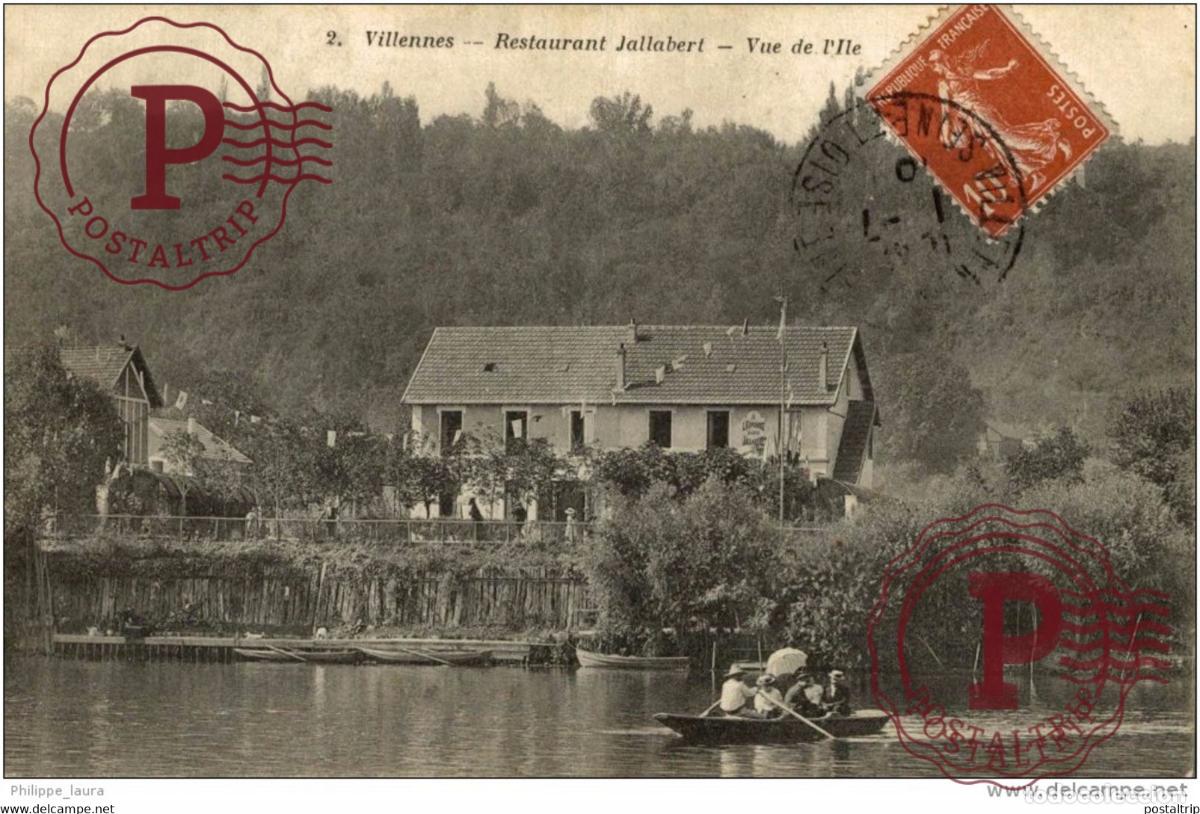 Cartoline: VILLENNES - Restaurant Jallabert - vue de lIle