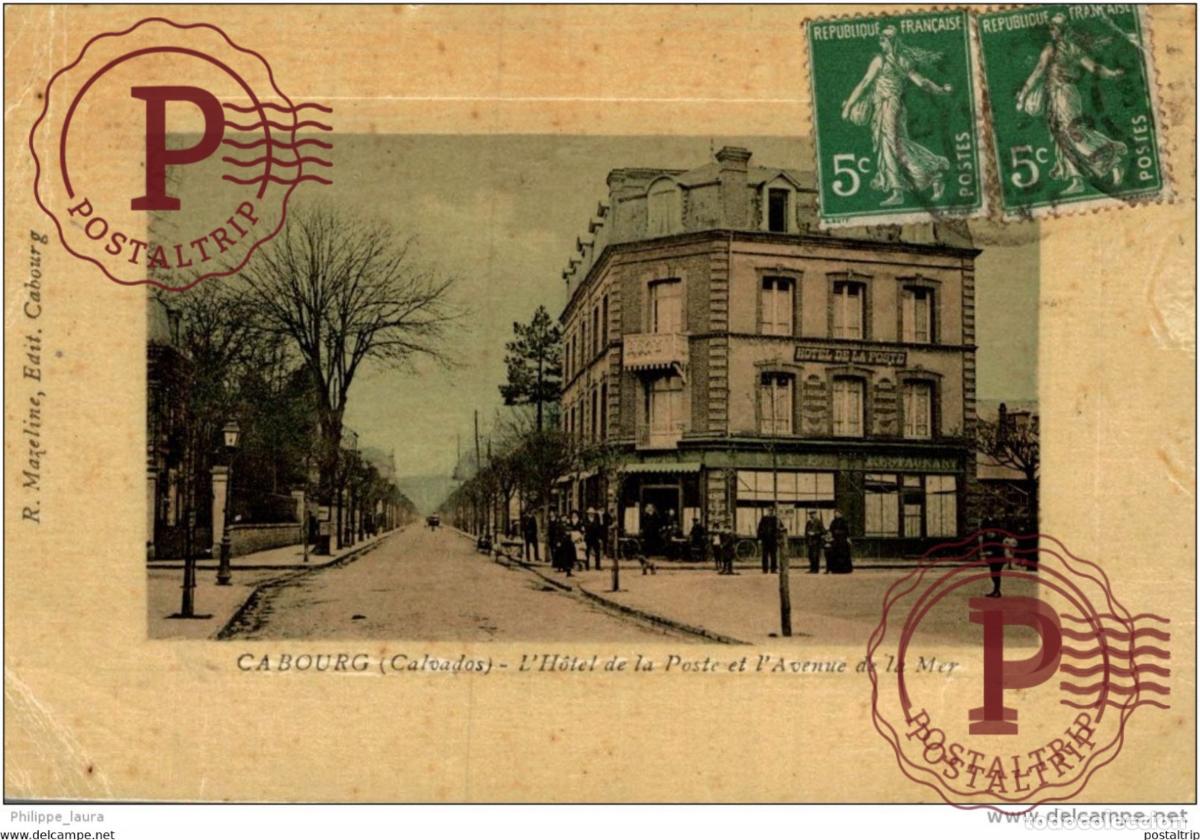 Postales: 1912 Cabourg lHotel de la Poste et lAvenue de la Mer
