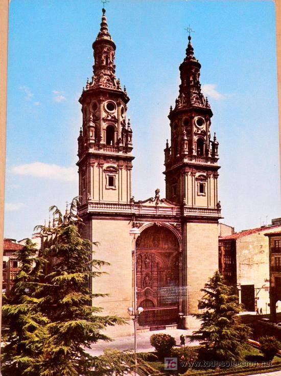 Postales: POSTAL ANTIGUA DE LA CATEDRAL DE LOGRO&Ntilde;O - Foto 1