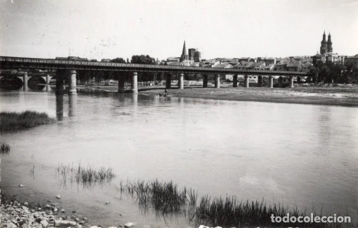 Postales: logro&ntilde;o. 4 puente de hierro sobre el ebro. arbon&eacute;s - Foto 1