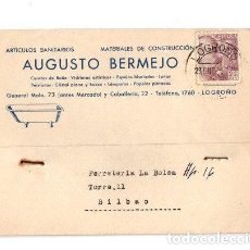 Postales: TARJETA POSTAL ARTICULOS SANITARIOS AUGUSTO BERMEJO. LOGROÑO. 1946