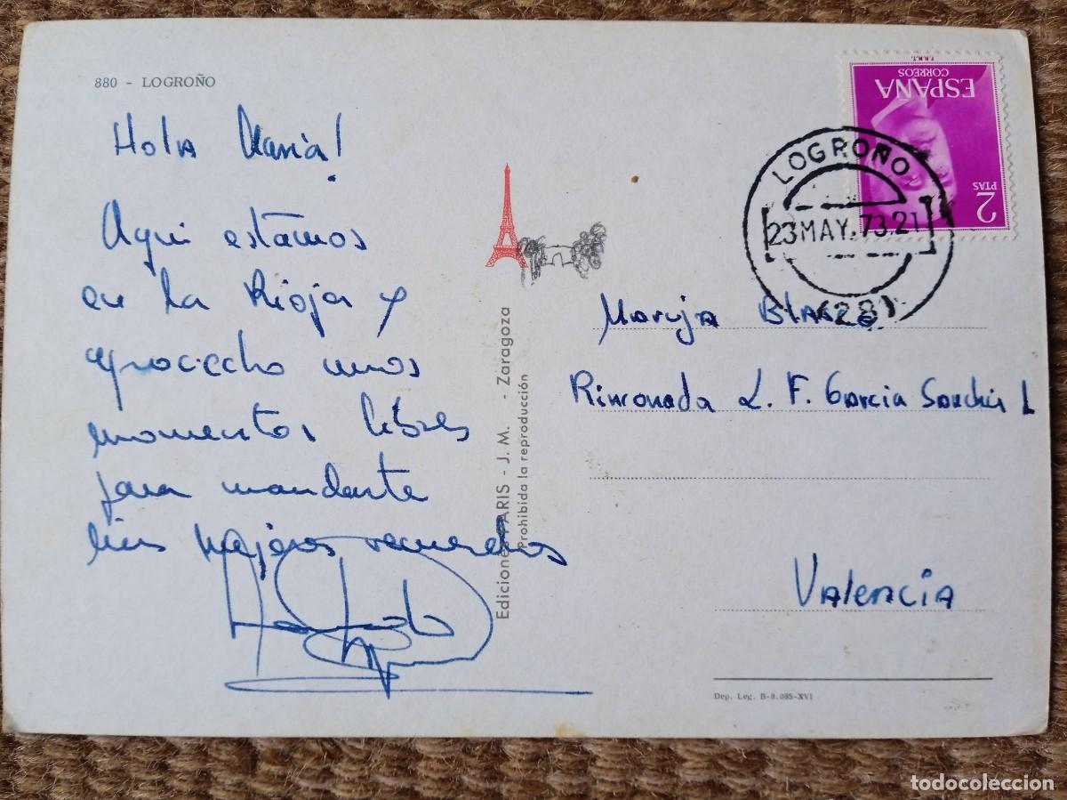 Postales: TELEGRAMA DESDE LOGRO&Ntilde;O - ED. PARIS - Foto 2